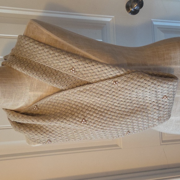Accessories - Soft Beige Infinity Scarf with Beads